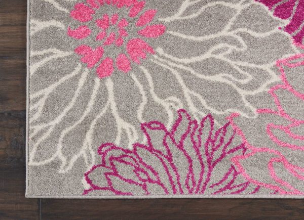4?x 6?Gray and Pink Tropical Flower Area Rug - Image 2