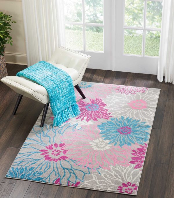 4?x 6?Gray and Pink Tropical Flower Area Rug - Image 4