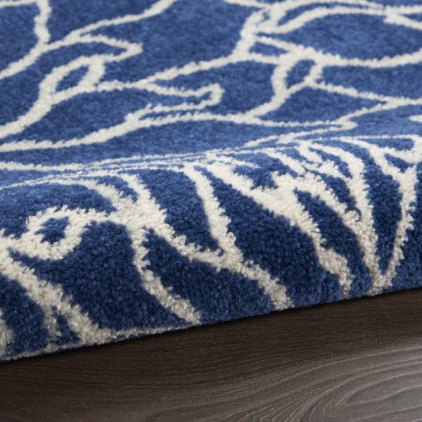 2?x 8?Navy and Ivory Floral Runner Rug - Image 3