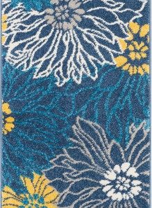 2?x 6?Blue Tropical Flower Runner Rug