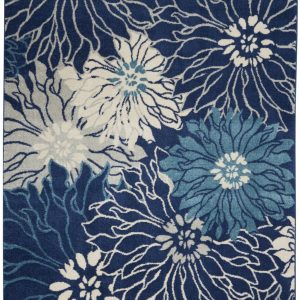 4?x 6?Navy and Ivory Floral Area Rug