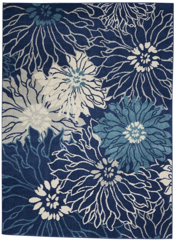 4?x 6?Navy and Ivory Floral Area Rug