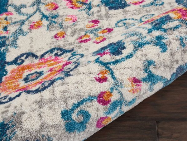 2?x 3?Ivory and Blue Floral Vines Scatter Rug - Image 3