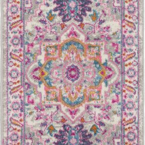 2?x 3?Light Gray and Pink Medallion Scatter Rug