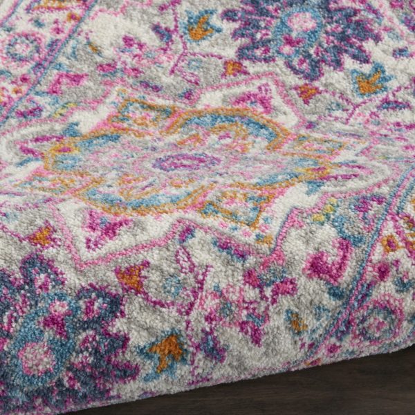 2?x 3?Light Gray and Pink Medallion Scatter Rug - Image 3