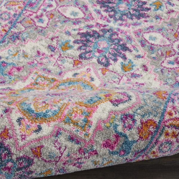 2?x 6?Light Gray and Pink Medallion Runner Rug - Image 3