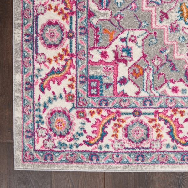 4?x 6?Light Gray and Pink Medallion Area Rug - Image 2