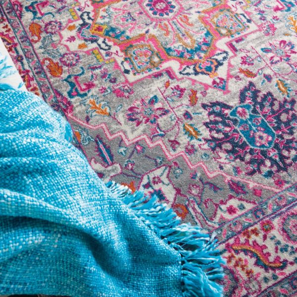 5?x 7?Light Gray and Pink Medallion Area Rug - Image 5