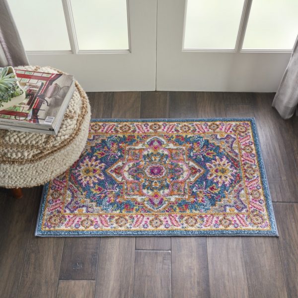 2?x 3?Teal and Pink Medallion Scatter Rug - Image 3
