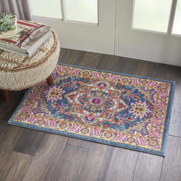 2?x 3?Teal and Pink Medallion Scatter Rug - Image 4