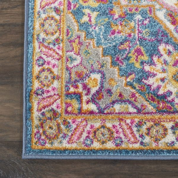 2?x 6?Teal and Pink Medallion Runner Rug - Image 2