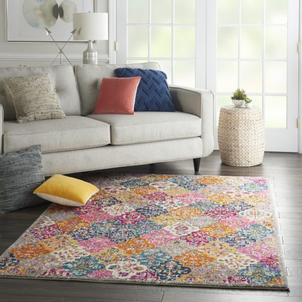 5?x 7?Muted Brights Floral Diamond Area Rug - Image 5