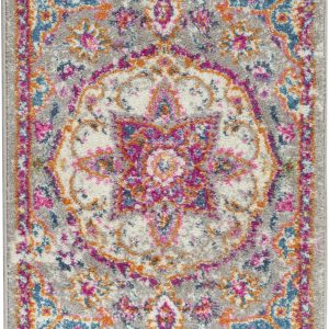 2?x 3?Gray and Pink Medallion Scatter Rug