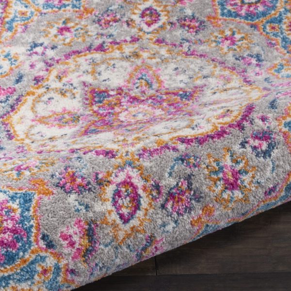 2?x 3?Gray and Pink Medallion Scatter Rug - Image 3