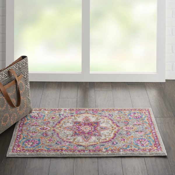 2?x 3?Gray and Pink Medallion Scatter Rug - Image 4