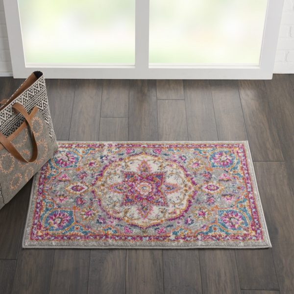 2?x 3?Gray and Pink Medallion Scatter Rug - Image 5