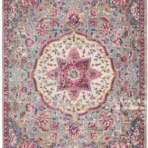 4?x 6?Gray and Pink Medallion Area Rug