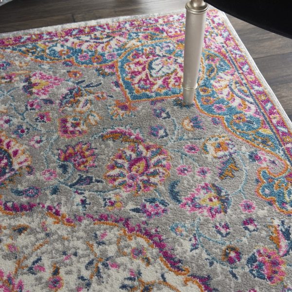 5?x 7?Gray and Pink Medallion Area Rug - Image 5