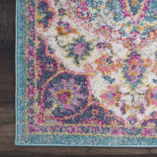 2?x 3?Pink and Blue Floral Medallion Scatter Rug - Image 2
