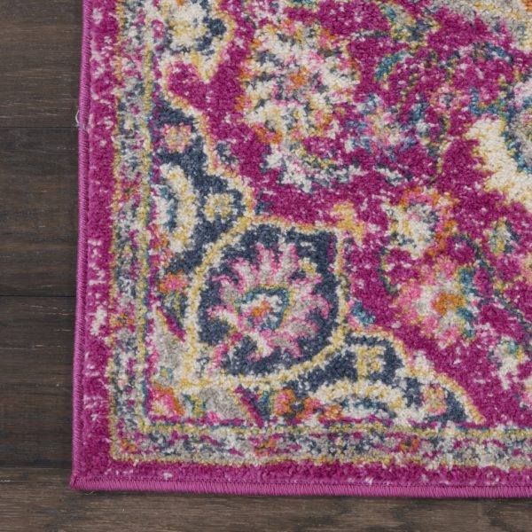 2?x 6?Pink and Ivory Medallion Runner Rug - Image 2