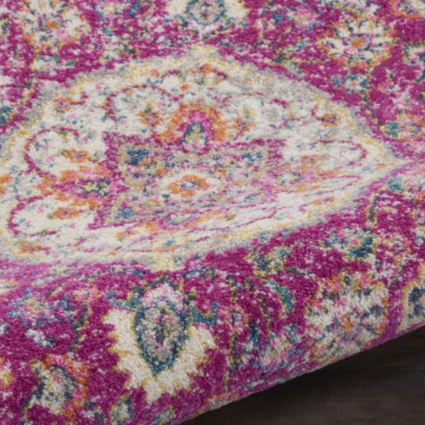 2?x 6?Pink and Ivory Medallion Runner Rug - Image 3