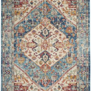 4?x 6?Ivory and Light Blue Distressed Area Rug