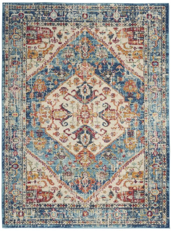 4?x 6?Ivory and Light Blue Distressed Area Rug