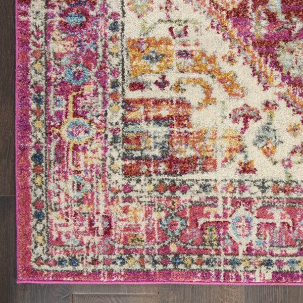 2?x 8?Ivory and Pink Oriental Runner Rug - Image 2