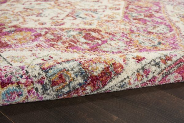2?x 8?Ivory and Pink Oriental Runner Rug - Image 3