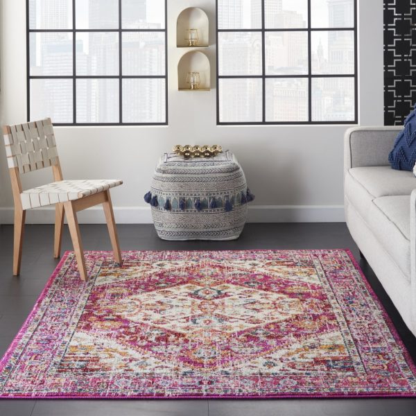 4?x 6?Ivory and Pink Oriental Area Rug - Image 4