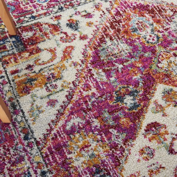 4?x 6?Ivory and Pink Oriental Area Rug - Image 5