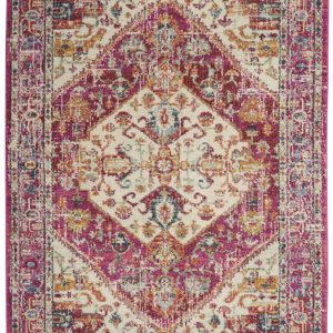 5?x 7?Ivory and Pink Oriental Area Rug