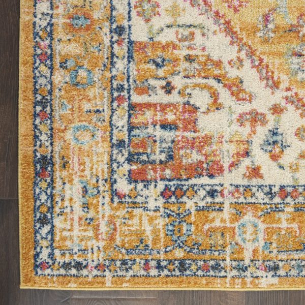 2?x 3?Ivory and Yellow Center Medallion Scatter Rug - Image 2