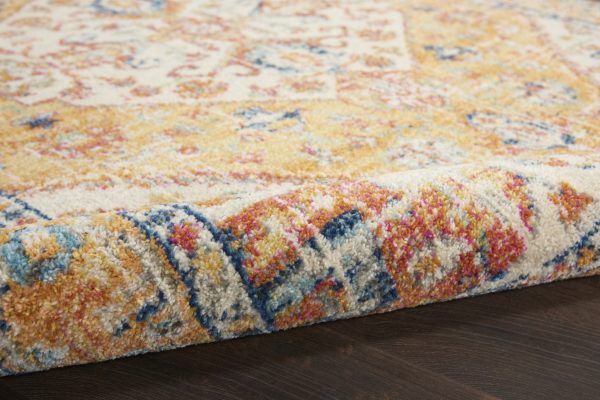 2?x 3?Ivory and Yellow Center Medallion Scatter Rug - Image 3