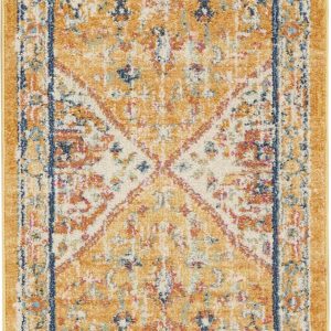 2?x 8?Ivory and Yellow Center Medallion Runner Rug