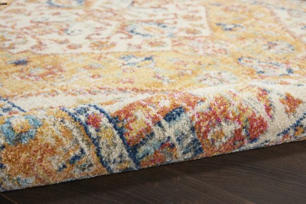 5?x 7?Ivory and Yellow Center Medallion Area Rug - Image 3