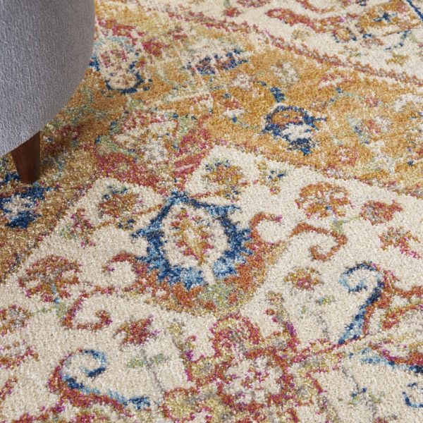 5?x 7?Ivory and Yellow Center Medallion Area Rug - Image 5