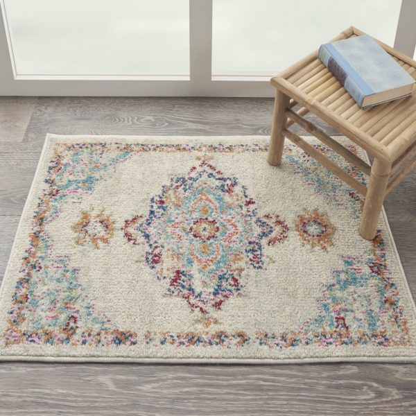 2?x 3?Gray Distressed Medallion Scatter Rug - Image 4