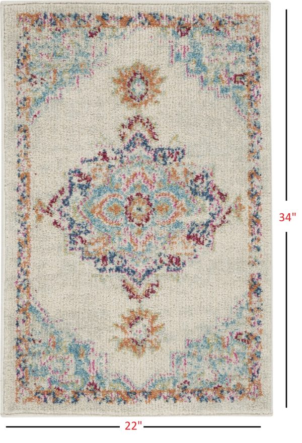 2?x 3?Gray Distressed Medallion Scatter Rug - Image 5