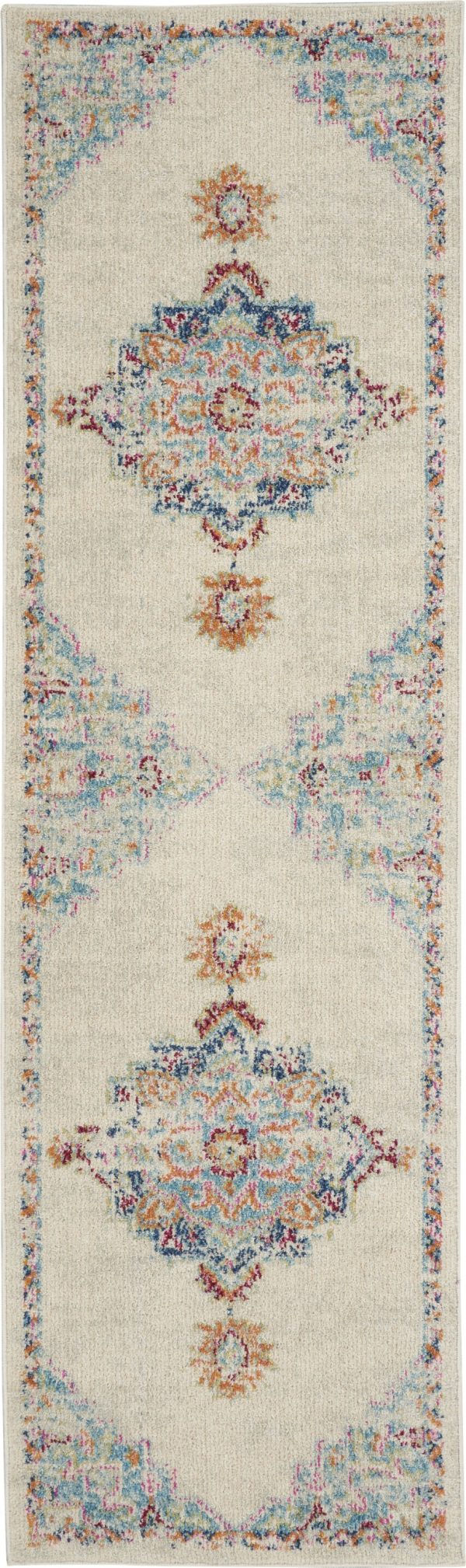 2?x 8?Gray Distressed Medallion Runner Rug