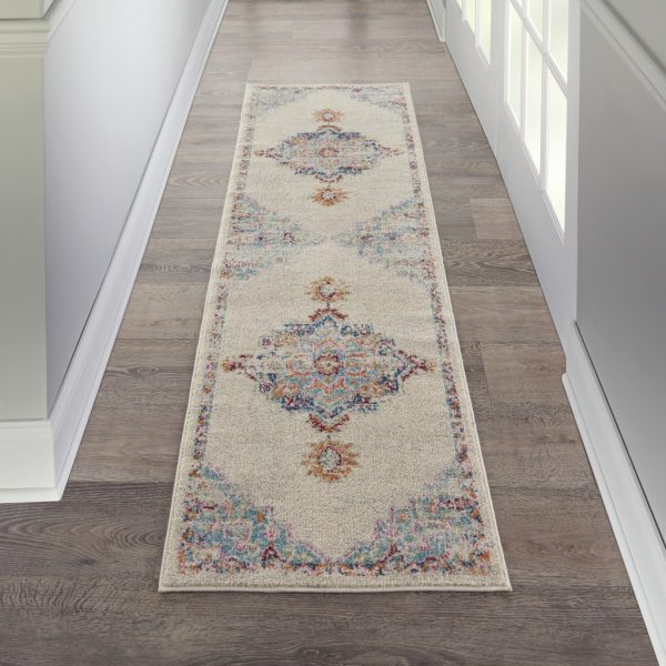 2?x 8?Gray Distressed Medallion Runner Rug - Image 4