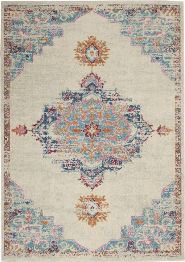 5?x 7?Gray Distressed Medallion Area Rug