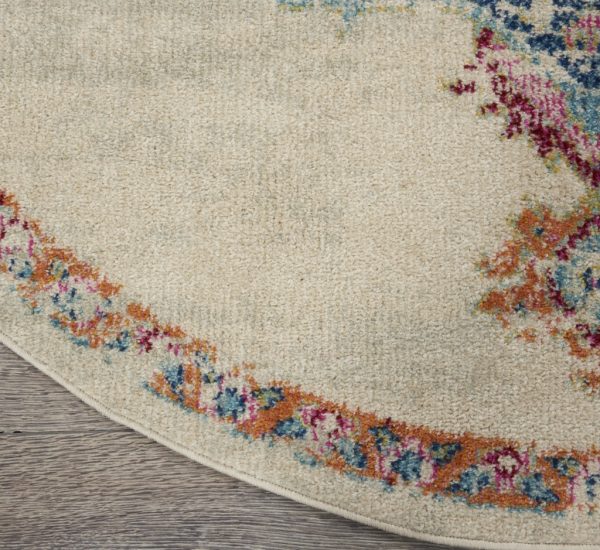 5?Round Gray Distressed Medallion Area Rug - Image 2