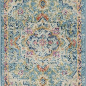 2?x 3?Light Blue and Ivory Distressed Scatter Rug