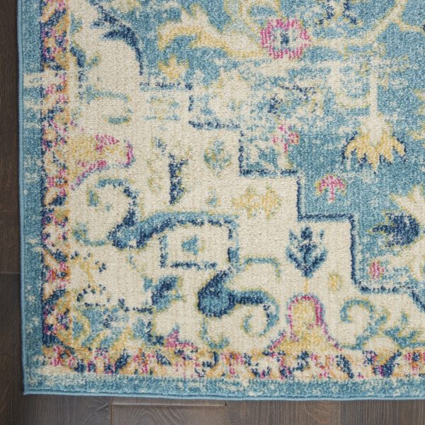 2?x 3?Light Blue and Ivory Distressed Scatter Rug - Image 2