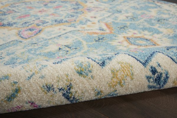 2?x 3?Light Blue and Ivory Distressed Scatter Rug - Image 3