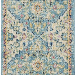 2?x 6?Light Blue and Ivory Distressed Runner Rug
