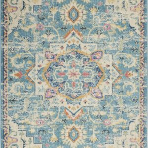 4?x 6?Light Blue and Ivory Distressed Area Rug