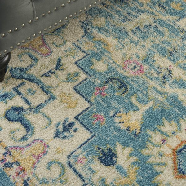 4?x 6?Light Blue and Ivory Distressed Area Rug - Image 5
