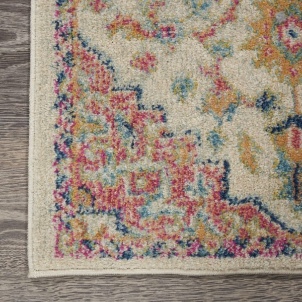 2?x 6?Ivory and Pink Medallion Runner Rug - Image 2